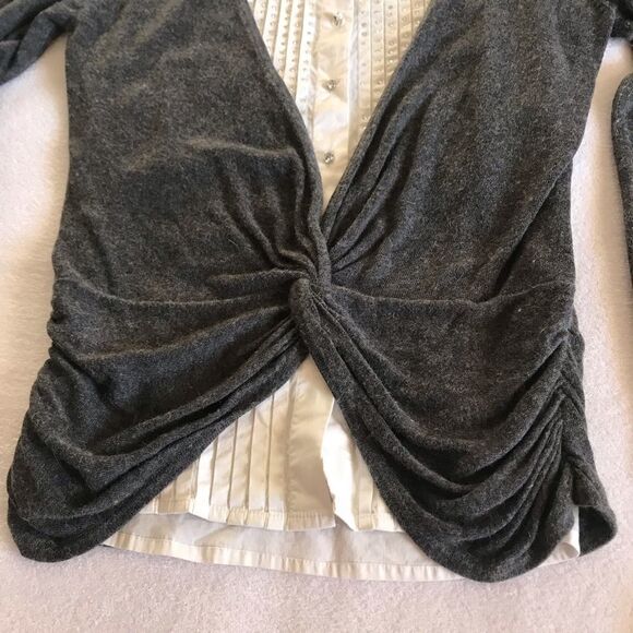 Miss June Casual/ Corporate Business Attire Long sleeves Top Gray White - Picture 8 of 11